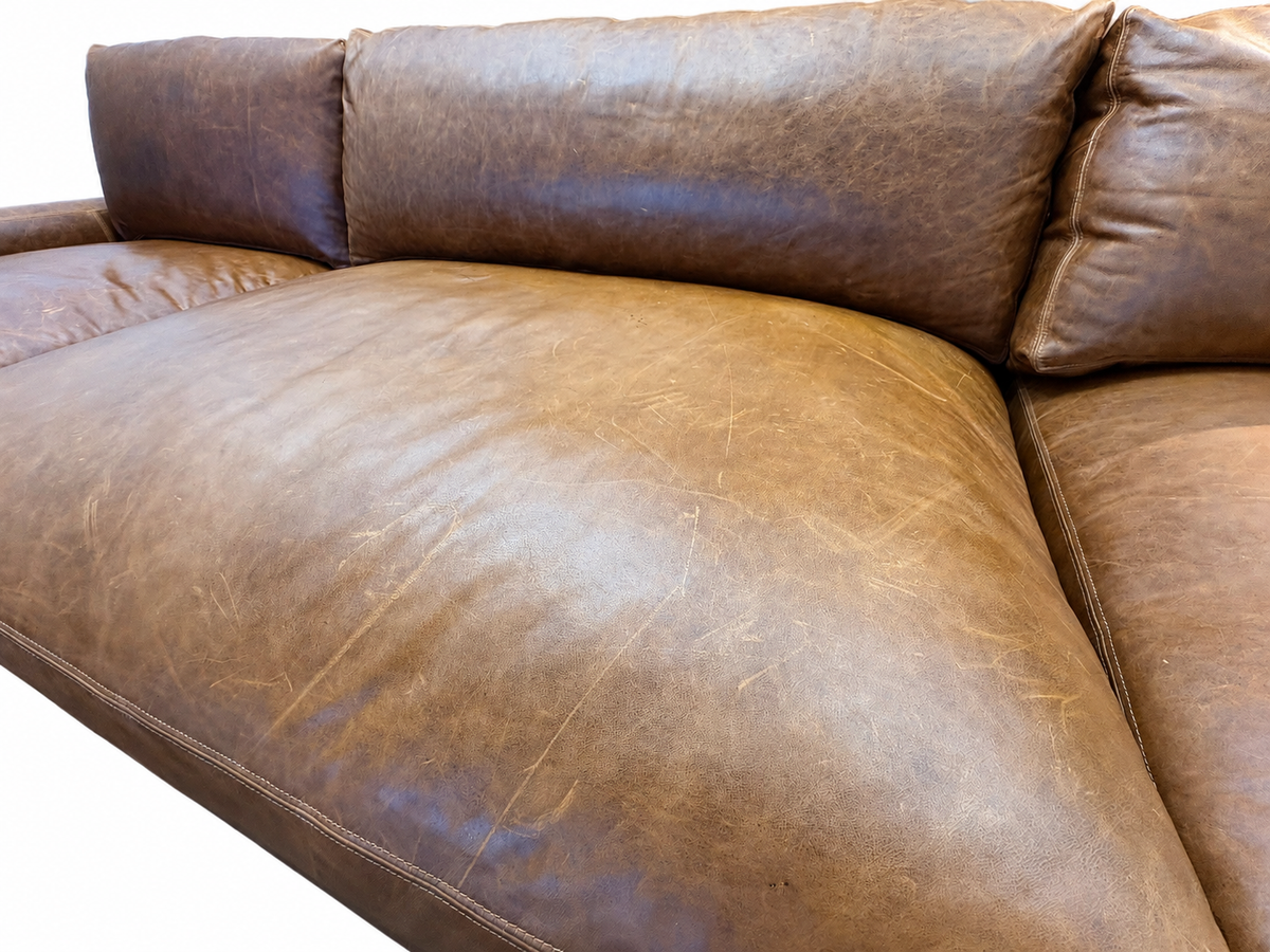 RH Maxwell Leather U-Chaise Sectional – 8' Armless Sofa with Dual Luxe Chaises in Italian Berkshire Leather (Chestnut)