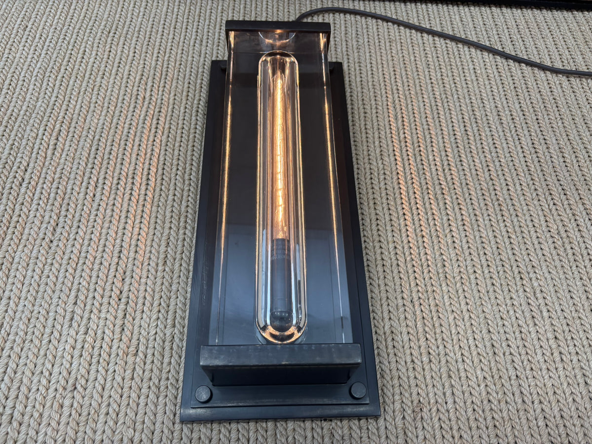 RH Savile Grand Rectangular Sconce Bronze | K9 Crystal Glass & Sand-Cast Brass | Designed by Jonathan Browning