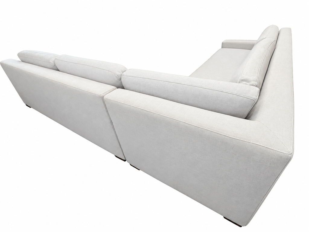 RH Modena Track Arm Left-Arm Bench-Cushion L-Sectional – Perennials Performance Textured Linen Weave in Mist