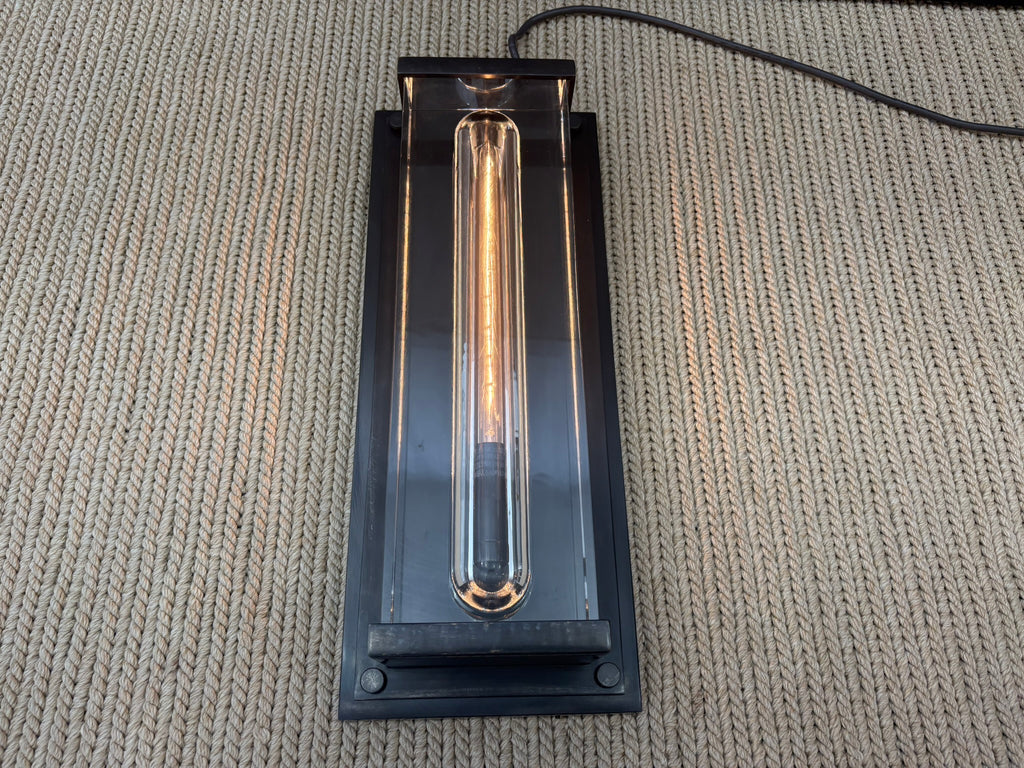 RH Savile Grand Rectangular Sconce Bronze | K9 Crystal Glass & Sand-Cast Brass | Designed by Jonathan Browning