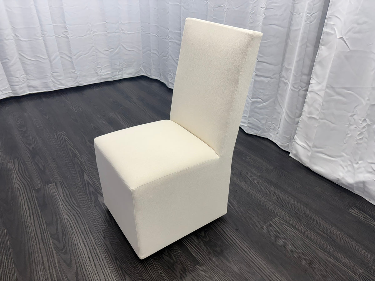 RH Ellison High-Back Fabric Dining Side Chair
Performance Linen Weave — Natural Recessed Caster Base