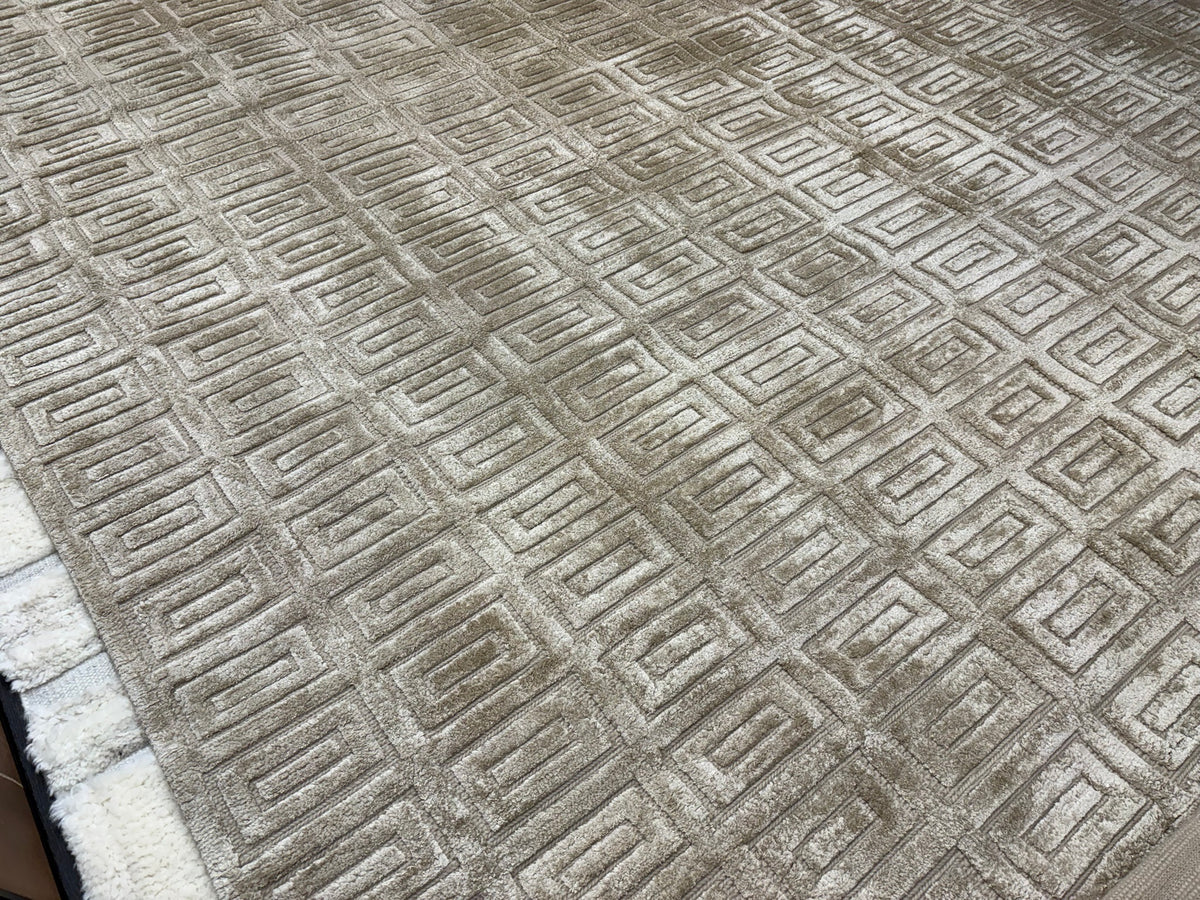 RH Rajouri Silk & Wool Rug – 12' × 15' Wheat | Hand-Knotted Silk & Wool | Nepalese Artisan Construction