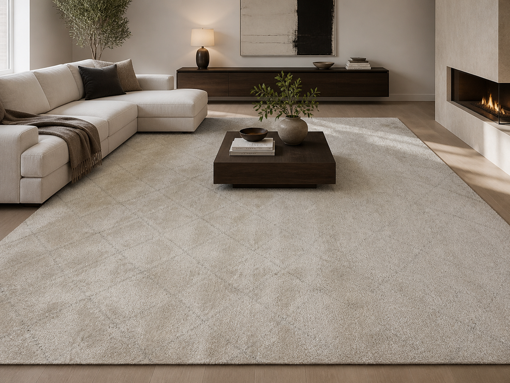 RH Iman Diamond Wool Rug 9x12 - Ivory/Silver