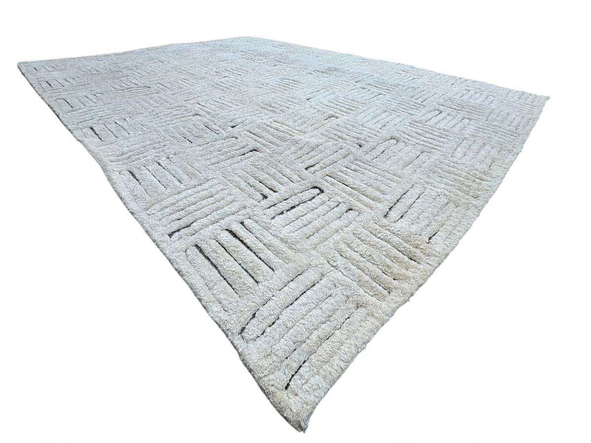 RH Basanti Rug – 9' × 12' Marled Ivory/Charcoal | Hand-Knotted Wool Blend | Contemporary Himalayan-Inspired Design (Rug 2)