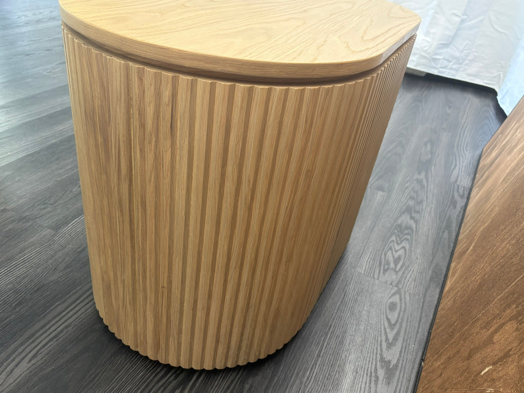 RH Byron Open Nightstand – 32" Light Oak | American White Oak | Reeded Detail | Soft-Close Drawer