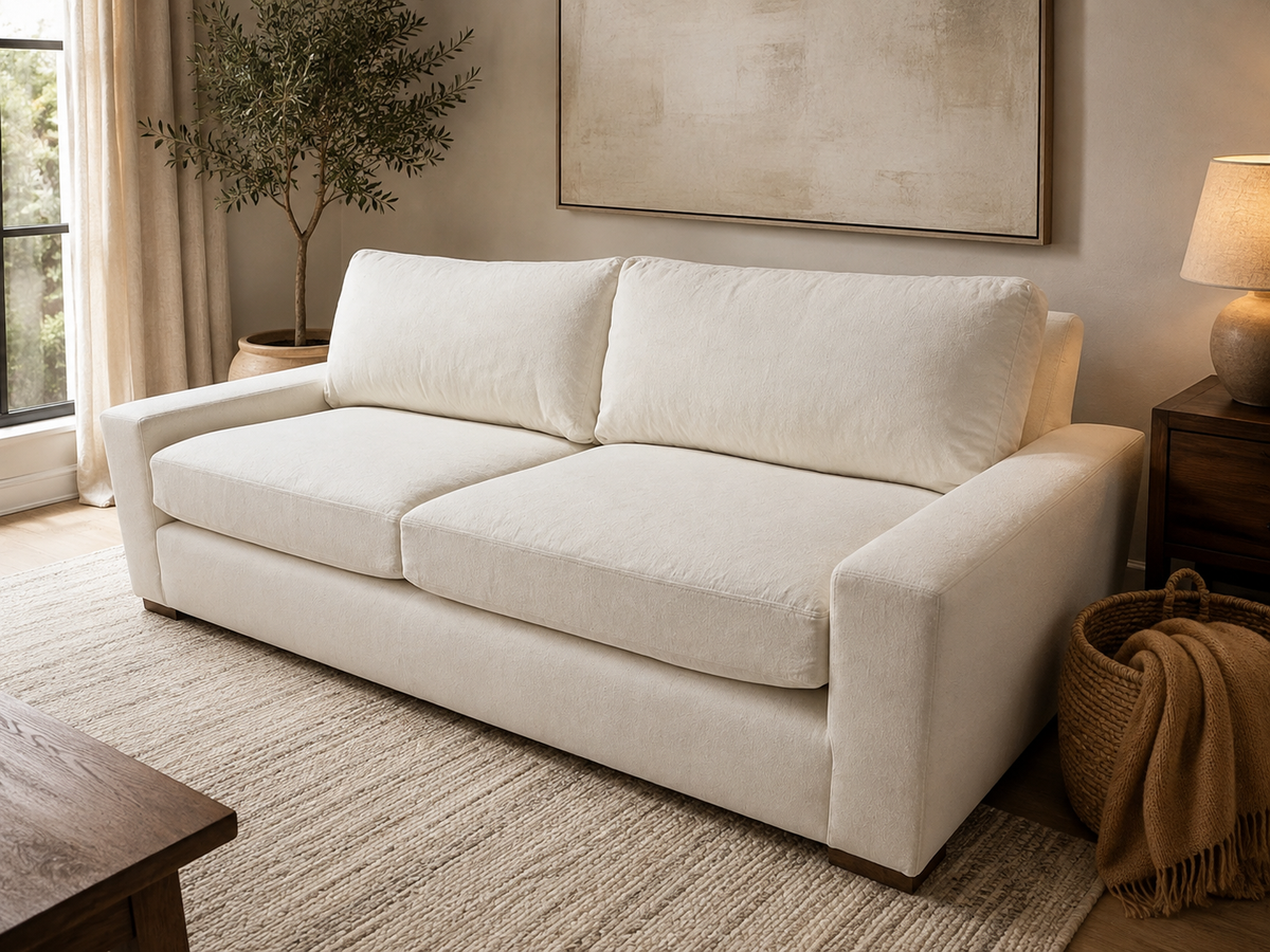 RH Restoration Hardware Maxwell 2-Cushion Sofa
8' | Classic 40" Depth | Down-Feather | Performance Linen Weave – Natural