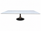 RH Aero Stone Rectangular Dining Table – 120" | Italian Carrara Marble Top | Cast Iron Pedestal Base
