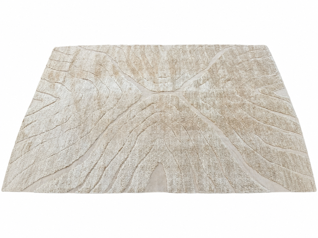 RH Tarras Wool Rug – 10' × 14' Wheat | 100% Hand-Spun Wool | Hand-Knotted | Sculptural High-Low Texture