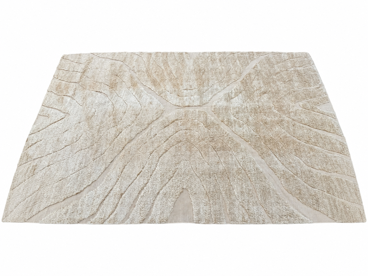 RH Tarras Wool Rug – 10' × 14' Wheat | 100% Hand-Spun Wool | Hand-Knotted | Sculptural High-Low Texture