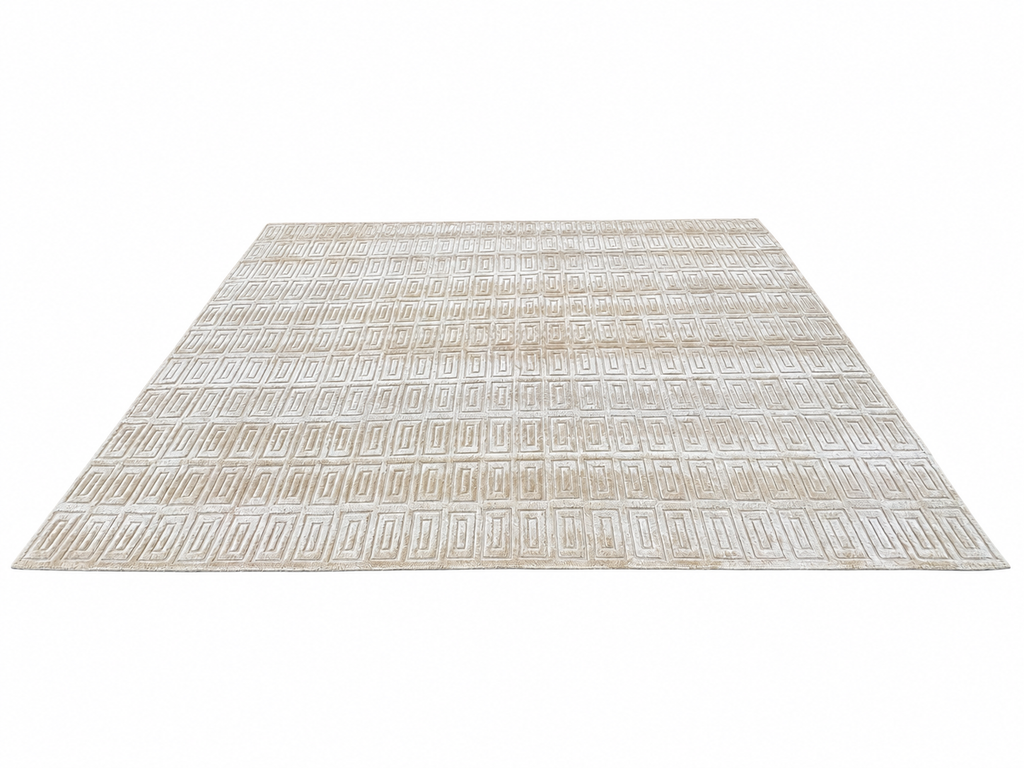 RH Rajouri Silk & Wool Rug – 9' × 12' Sand | Hand-Knotted Silk & Wool | Hand-Carved | Made in Nepal