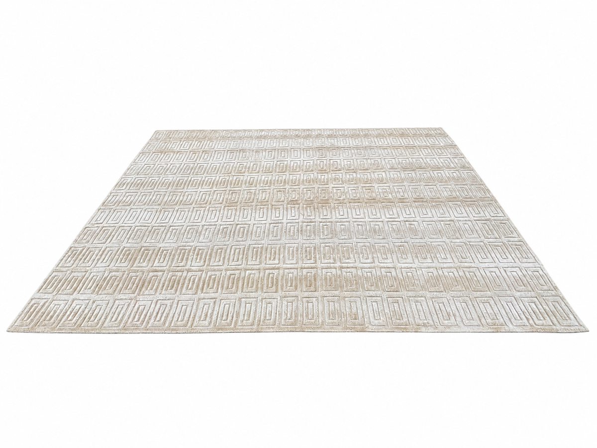 RH Rajouri Silk & Wool Rug – 9' × 12' Sand | Hand-Knotted Silk & Wool | Hand-Carved | Made in Nepal