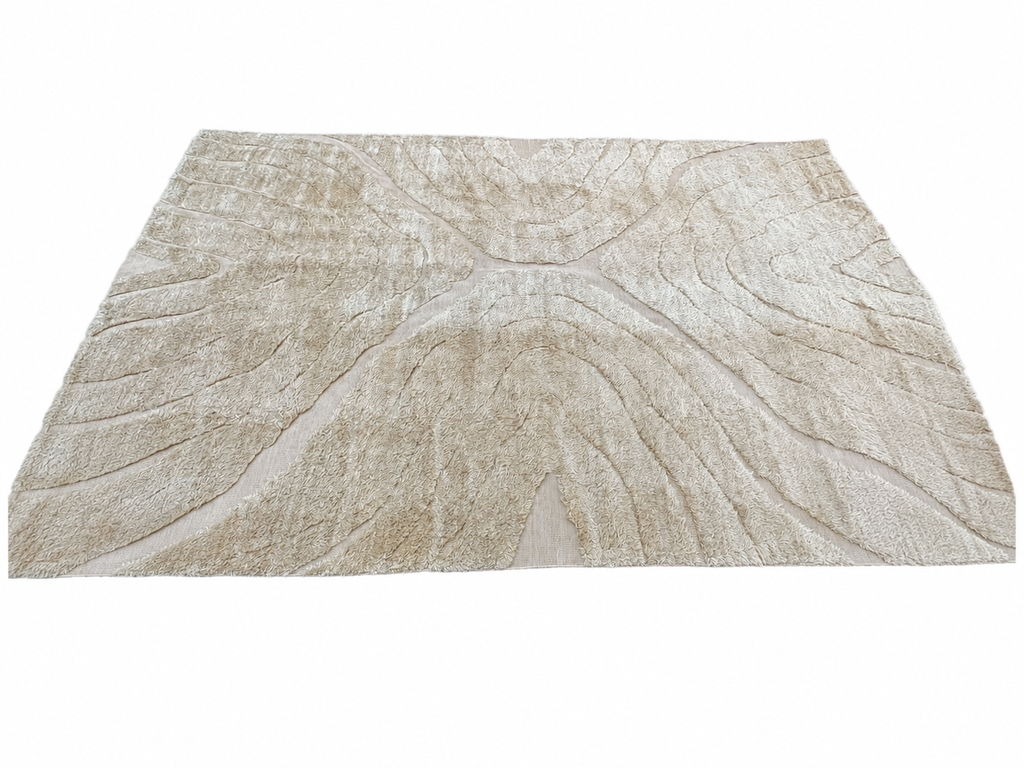 RH Tarras Wool Rug – 10' × 14' Wheat | 100% Hand-Spun Wool | Hand-Knotted | Sculptural High-Low Texture