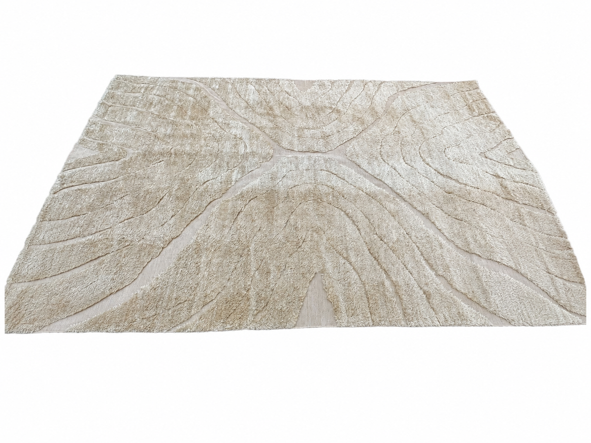 RH Tarras Wool Rug – 10' × 14' Wheat | 100% Hand-Spun Wool | Hand-Knotted | Sculptural High-Low Texture