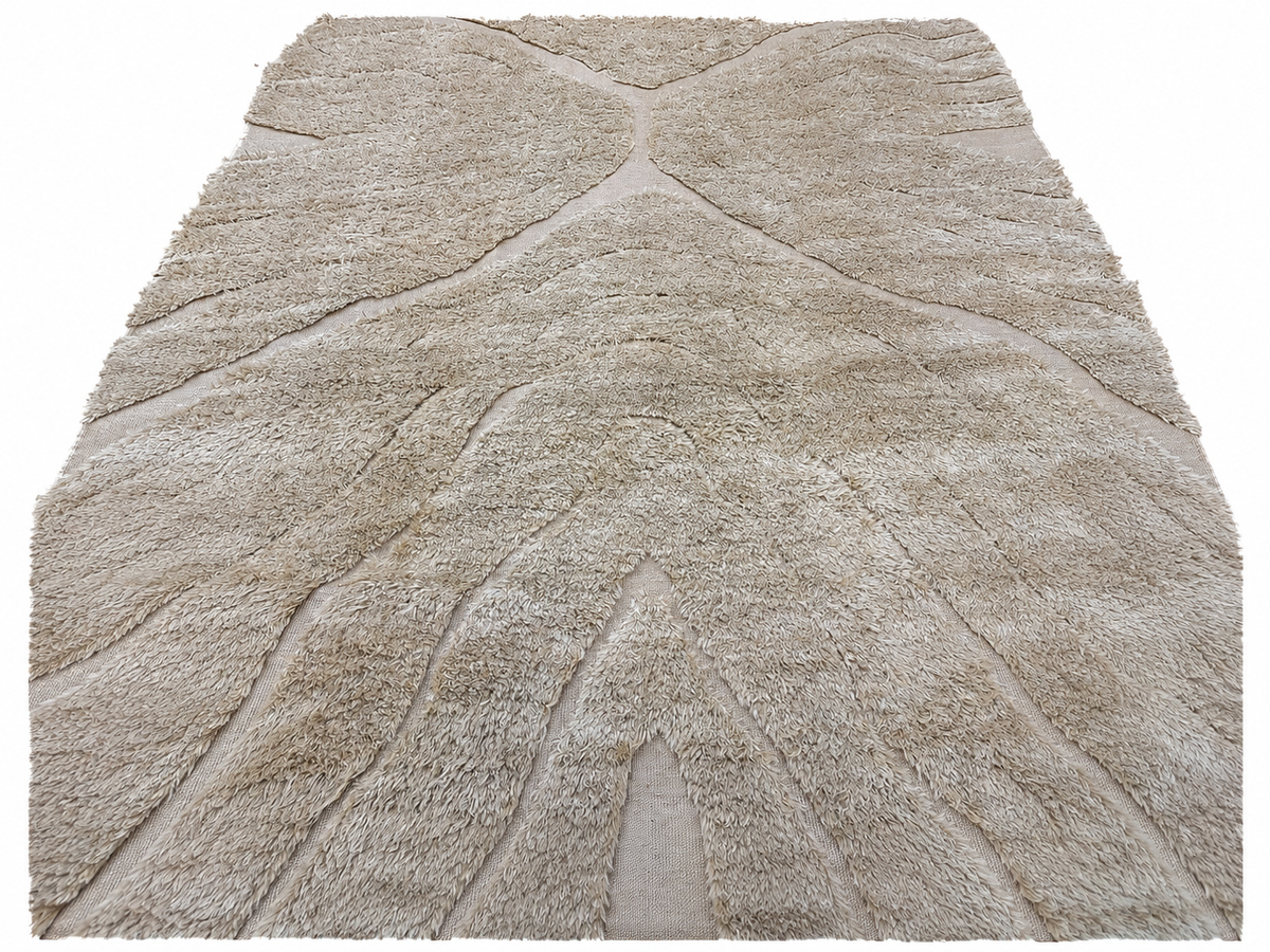 RH Tarras Wool Rug – 10' × 14' Wheat | 100% Hand-Spun Wool | Hand-Knotted | Sculptural High-Low Texture