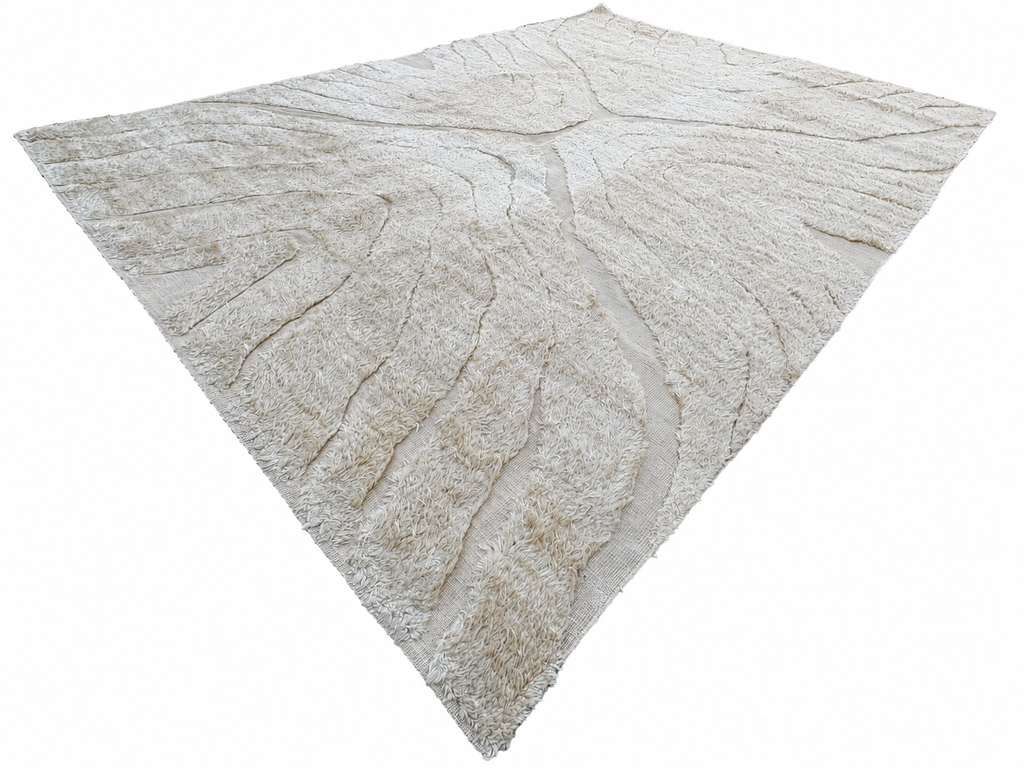 RH Tarras Wool Rug – 10' × 14' Wheat | 100% Hand-Spun Wool | Hand-Knotted | Sculptural High-Low Texture