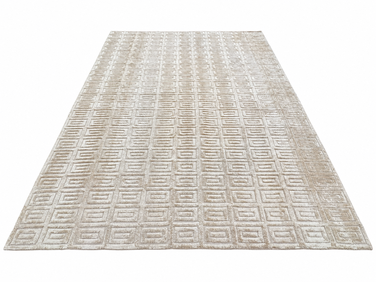 RH Rajouri Silk & Wool Rug – 9' × 12' Sand | Hand-Knotted Silk & Wool | Hand-Carved | Made in Nepal