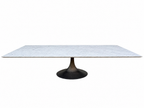 RH Aero Stone Rectangular Dining Table – 120" | Italian Carrara Marble Top | Cast Iron Pedestal Base