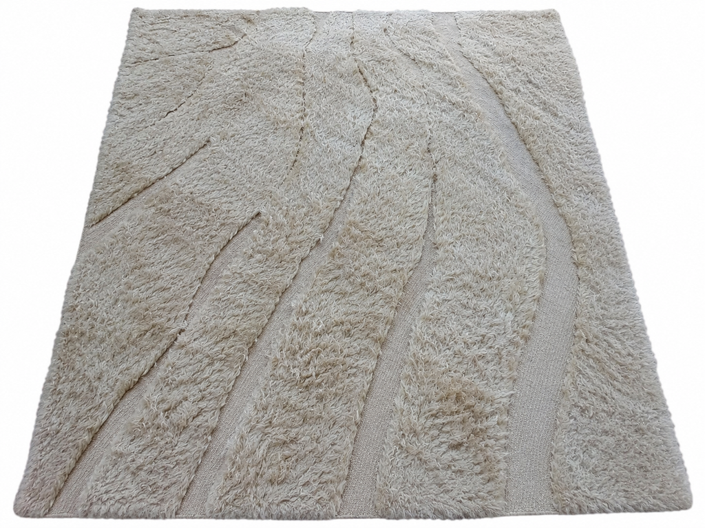 RH Tarras Wool Rug – 10' × 14' Wheat | 100% Hand-Spun Wool | Hand-Knotted | Sculptural High-Low Texture