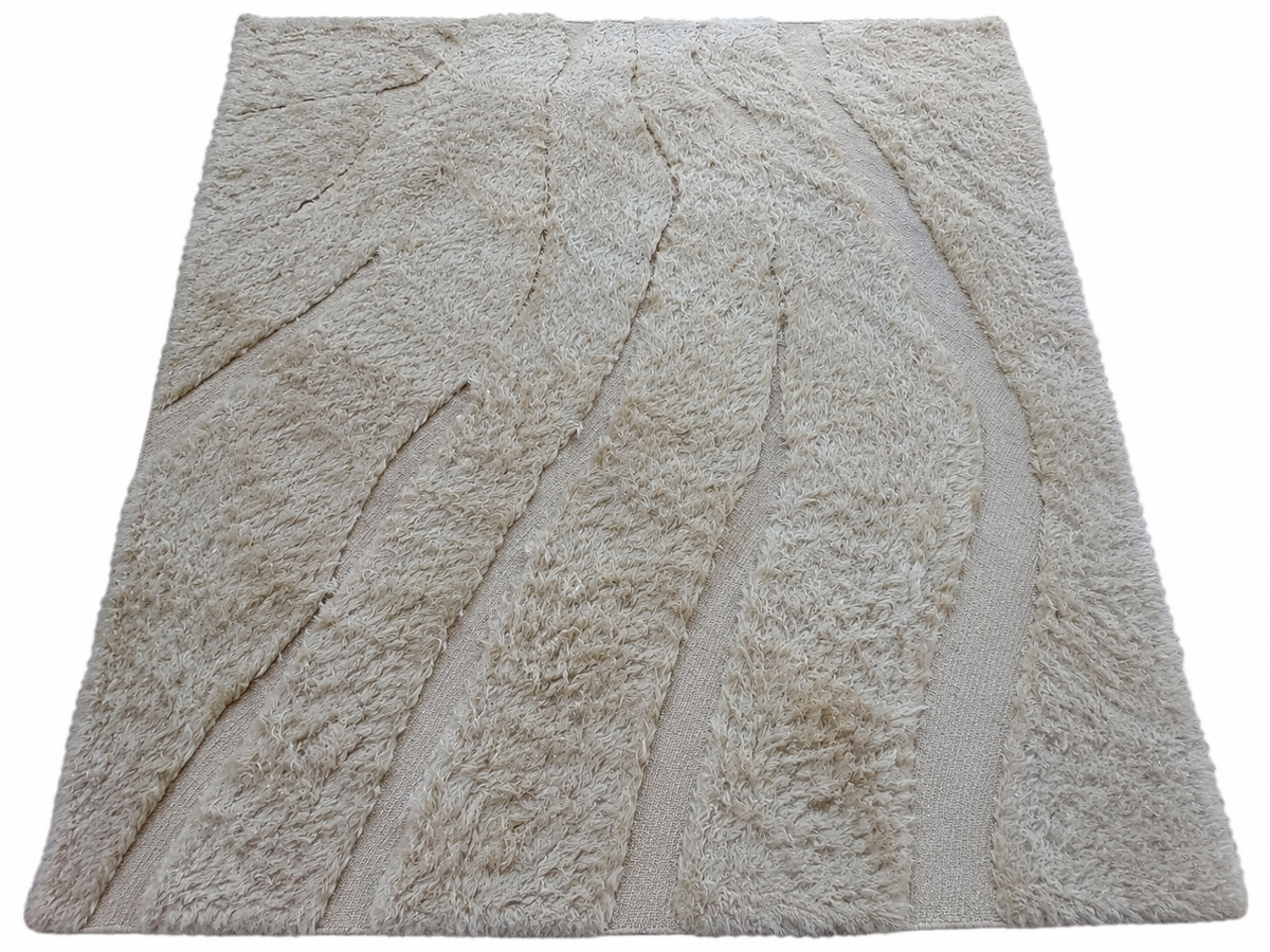 RH Tarras Wool Rug – 10' × 14' Wheat | 100% Hand-Spun Wool | Hand-Knotted | Sculptural High-Low Texture