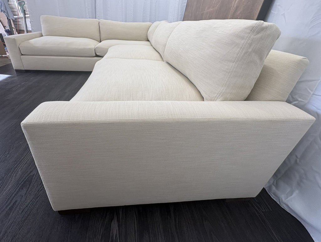 RH Maxwell Left-Arm L-Sectional | Classic | Down | Perennials® Performance Textured Linen Weave – Dune