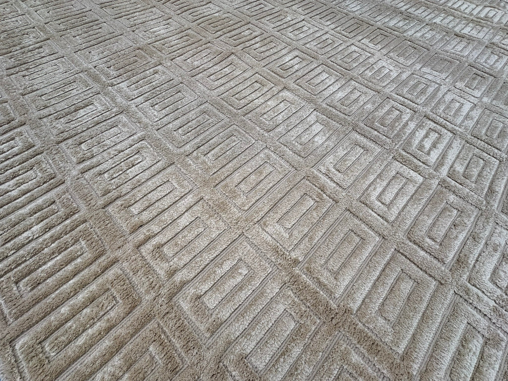 RH Rajouri Silk & Wool Rug – 9' × 12' Sand | Hand-Knotted Silk & Wool | Hand-Carved | Made in Nepal