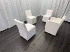 Curated Set of Four RH Ellison Fabric Dining Chairs
Perennials® Performance Textured Linen Weave — White
Recessed Caster Bases