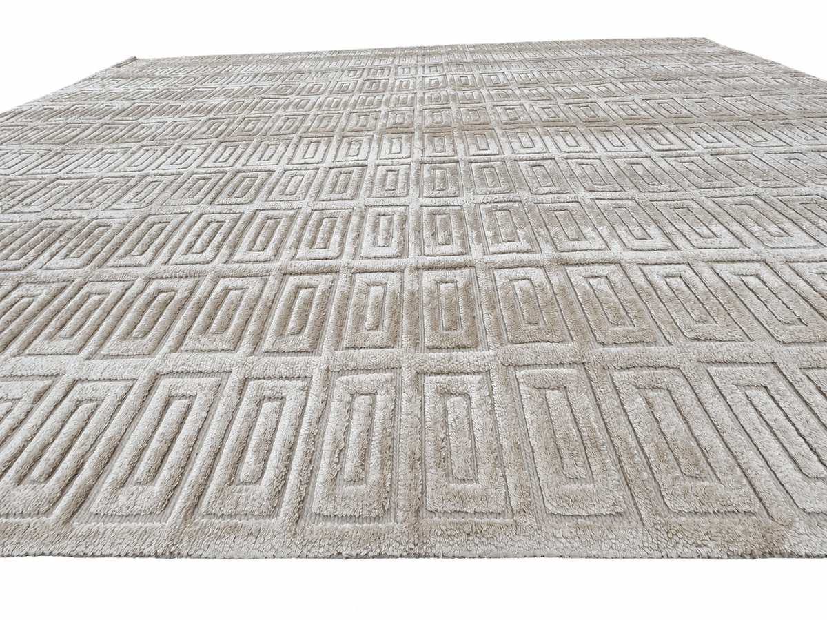 RH Rajouri Silk & Wool Rug – 9' × 12' Sand | Hand-Knotted Silk & Wool | Hand-Carved | Made in Nepal