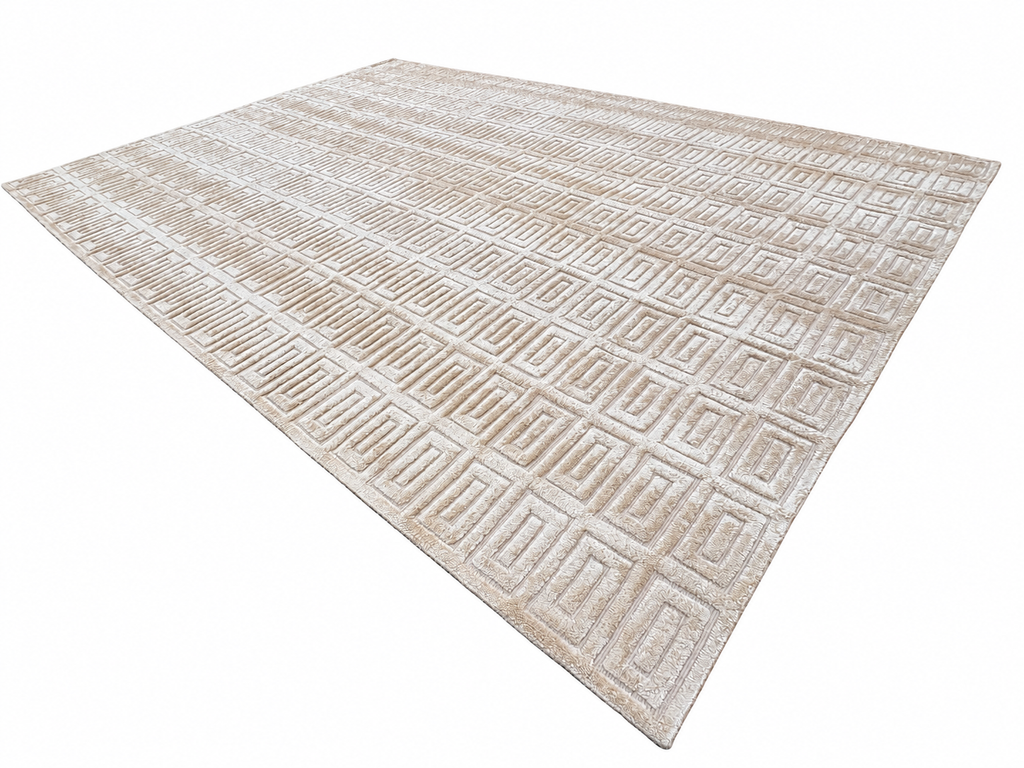 RH Rajouri Silk & Wool Rug – 9' × 12' Sand | Hand-Knotted Silk & Wool | Hand-Carved | Made in Nepal