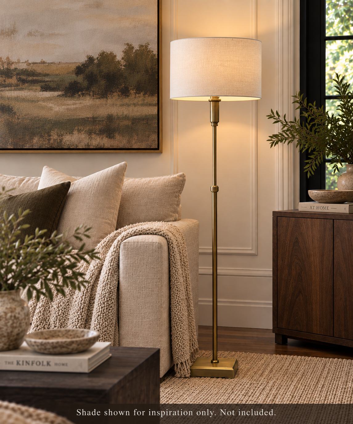 RH Pyramid Telescoping Floor Lamp Vintage Brass | Adjustable Height | Cast Zinc & Steel