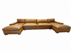 RH Maxwell Leather U-Chaise Sectional – 8' Armless Sofa with Dual Luxe Chaises in Italian Berkshire Leather (Chestnut)