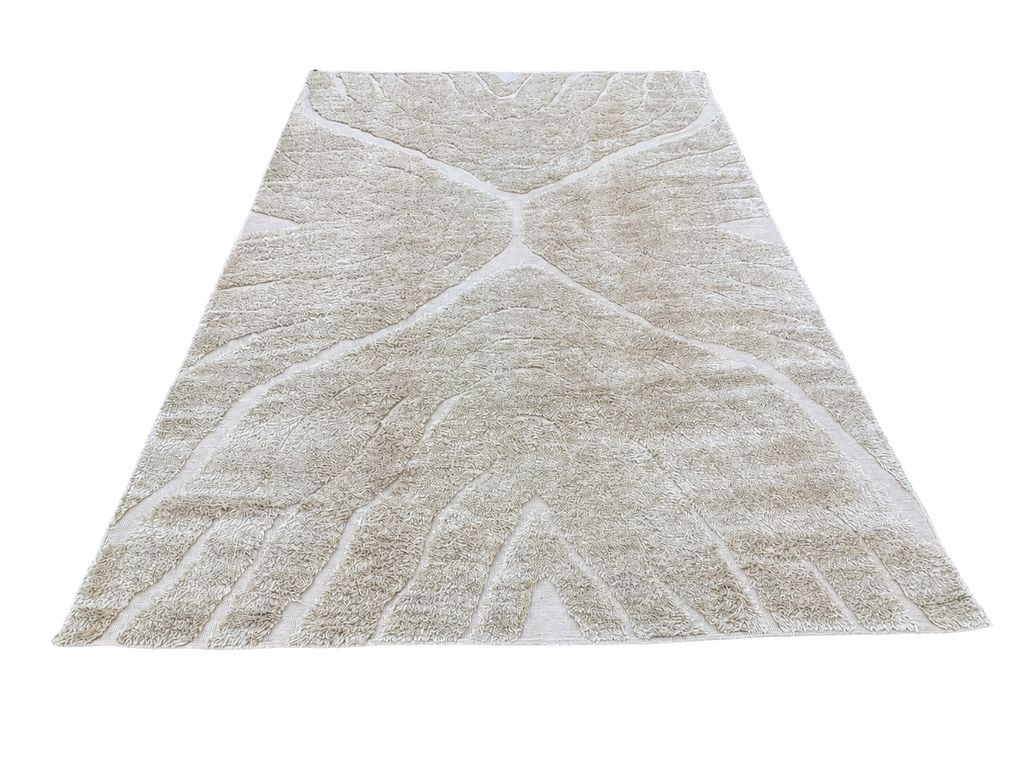 RH Tarras Wool Rug – 10' × 14' Wheat | 100% Hand-Spun Wool | Hand-Knotted | Sculptural High-Low Texture