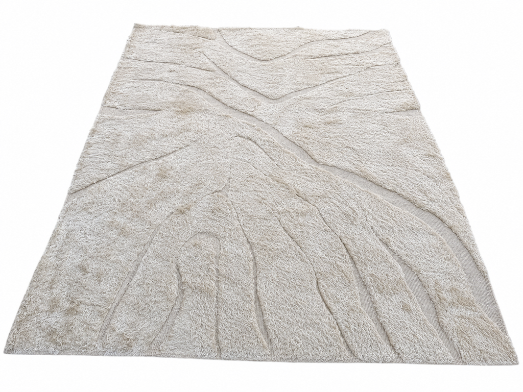 RH Tarras Wool Rug – 10' × 14' Wheat | 100% Hand-Spun Wool | Hand-Knotted | Sculptural High-Low Texture
