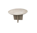 RH Balmain Round Teak Dining Table – 48" Weathered Teak Finish