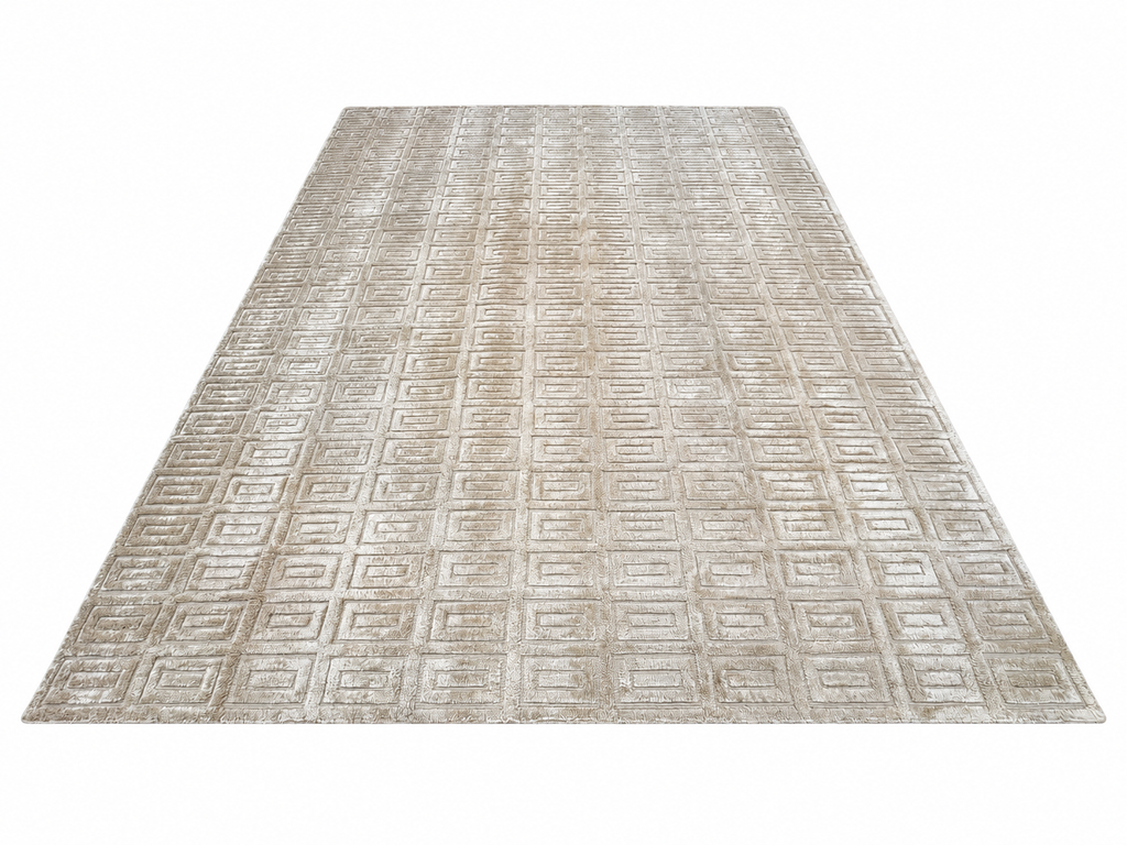RH Rajouri Silk & Wool Rug – 9' × 12' Sand | Hand-Knotted Silk & Wool | Hand-Carved | Made in Nepal