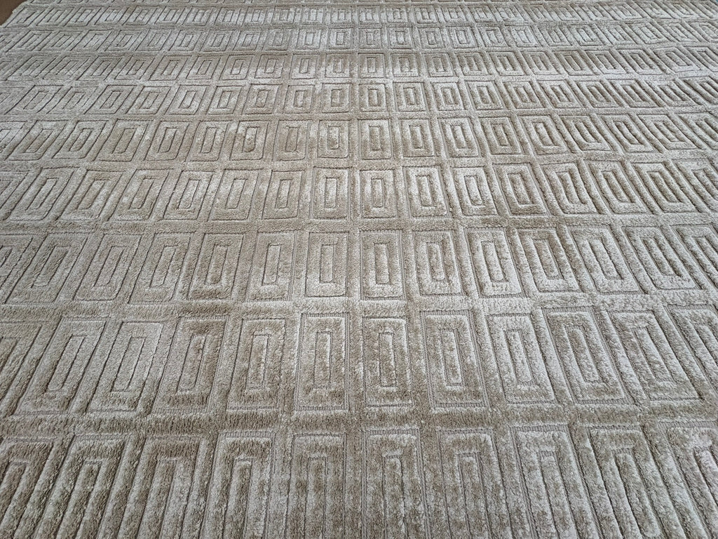 RH Rajouri Silk & Wool Rug – 9' × 12' Sand | Hand-Knotted Silk & Wool | Hand-Carved | Made in Nepal