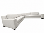 RH Modena Track Arm Left-Arm Bench-Cushion L-Sectional – Perennials Performance Textured Linen Weave in Mist