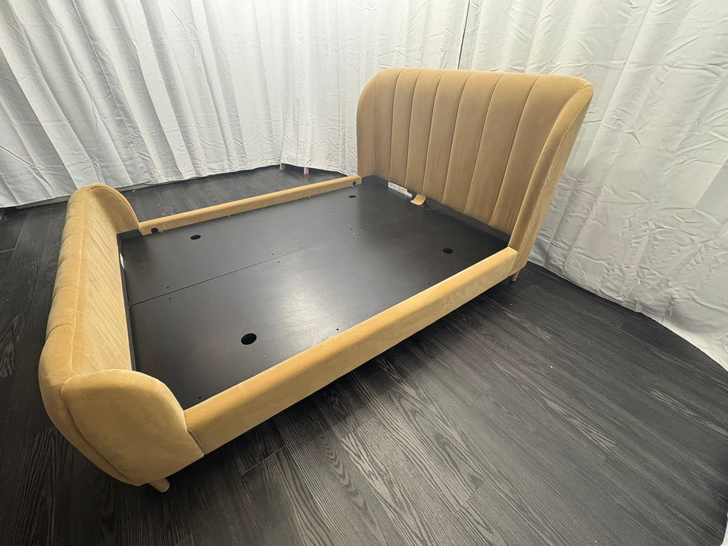 RH Valentina Upholstered Bed — Queen | Camel Performance Velvet