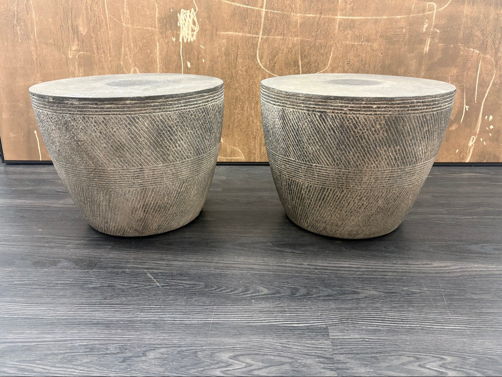 RH Vetro Round Side Table – 21" Diam. × 16"H | Dark Grey | Set of 2 | Pre-Owned