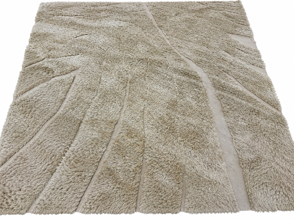 RH Tarras Wool Rug – 10' × 14' Wheat | 100% Hand-Spun Wool | Hand-Knotted | Sculptural High-Low Texture