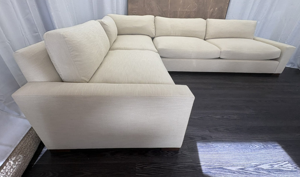 RH Maxwell Left-Arm L-Sectional | Classic | Down | Perennials® Performance Textured Linen Weave – Dune