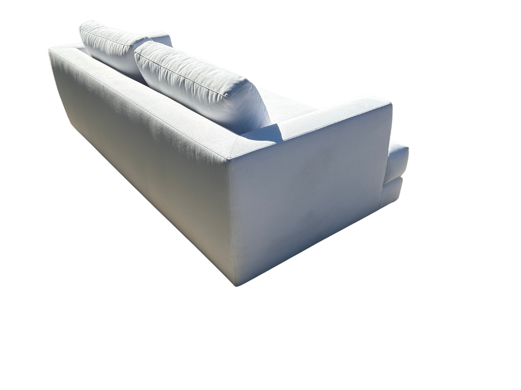RH Monza Bench-Cushion Sofa – 8’ Luxe Depth in White Performance Linen Weave (Made in Italy)