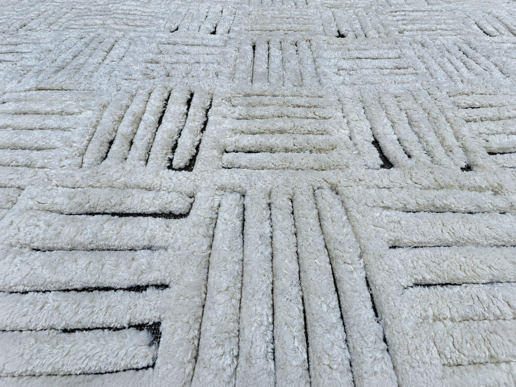 RH Basanti Rug – 9' × 12' Marled Ivory/Charcoal | Hand-Knotted Wool Blend | Contemporary Himalayan-Inspired Design (Rug 2)