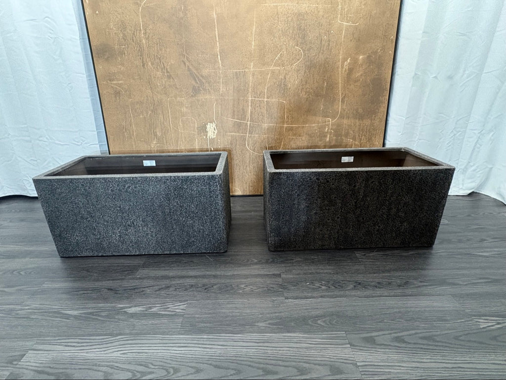 RH Paxos Square Planter – Size F 39½"W × 19½"D × 19½"H | Carbon | Set of 2 | Upscale Staging