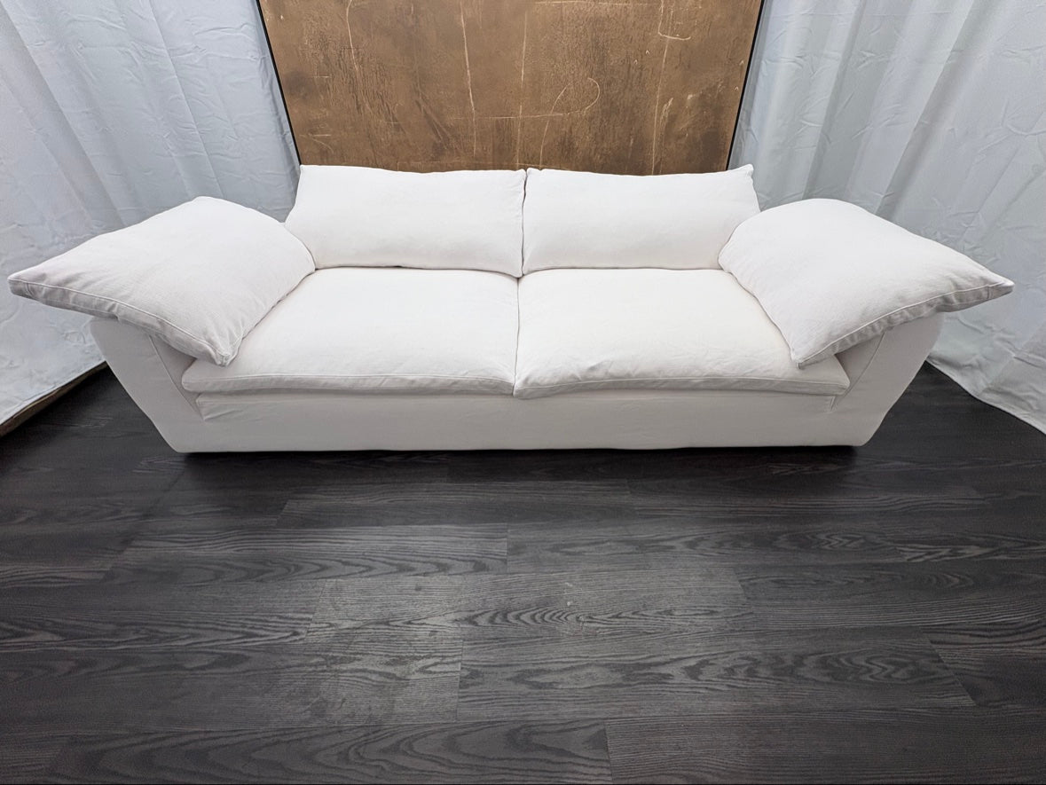 RH Cloud 9' Luxe Sofa — 2-Cushion | Perennials Performance Textured Linen Weave | White