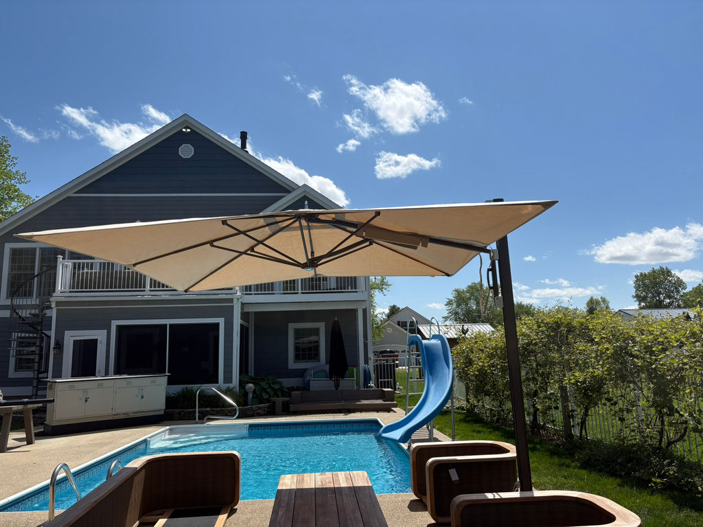 TUUCI® Ocean Master Cantilever Umbrella – 10' Square
Bronze | Marine-Grade Canvas | 600 LB Freestanding Base