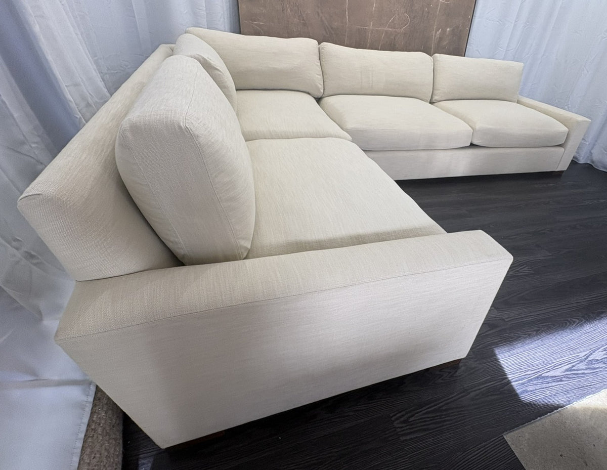 RH Maxwell Left-Arm L-Sectional | Classic | Down | Perennials® Performance Textured Linen Weave – Dune