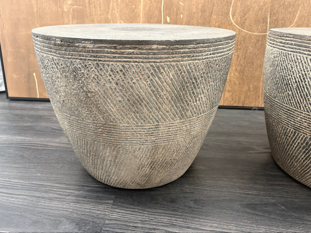 RH Vetro Round Side Table – 21" Diam. × 16"H | Dark Grey | Set of 2 | Pre-Owned