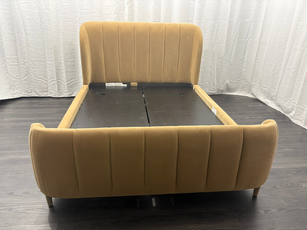 RH Valentina Upholstered Bed — Queen | Camel Performance Velvet