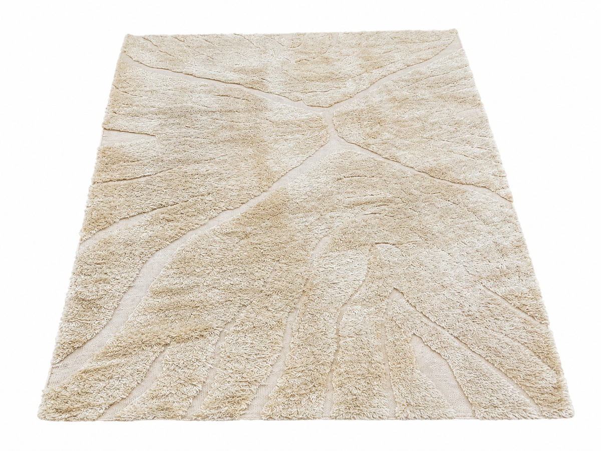 RH Tarras Wool Rug – 10' × 14' Wheat | 100% Hand-Spun Wool | Hand-Knotted | Sculptural High-Low Texture