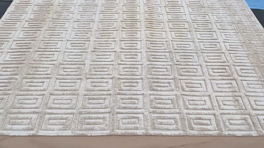 RH Rajouri Silk & Wool Rug – 9' × 12' Sand | Hand-Knotted Silk & Wool | Hand-Carved | Made in Nepal